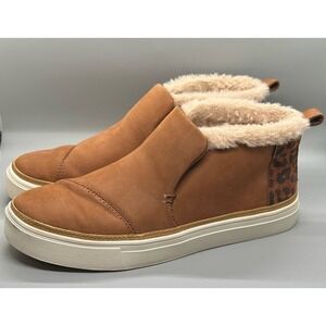 Women's Tan Slip-On Sneakers with Faux Fur Lining